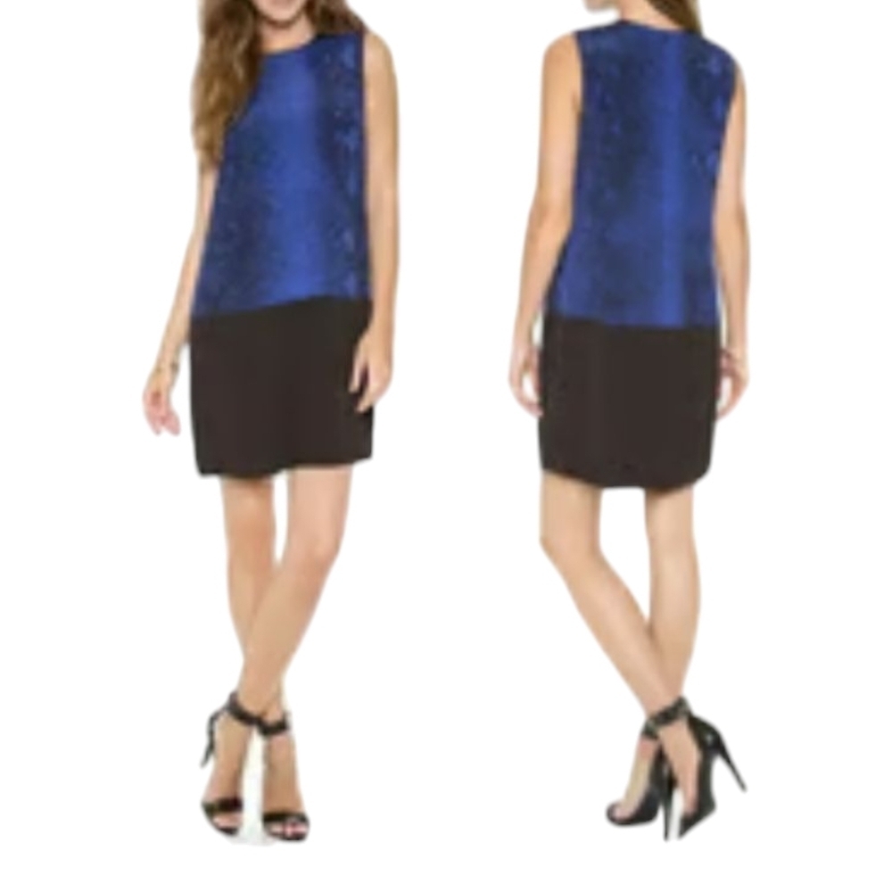 Rebecca Taylor Snake Print Colorblock Shift Dress